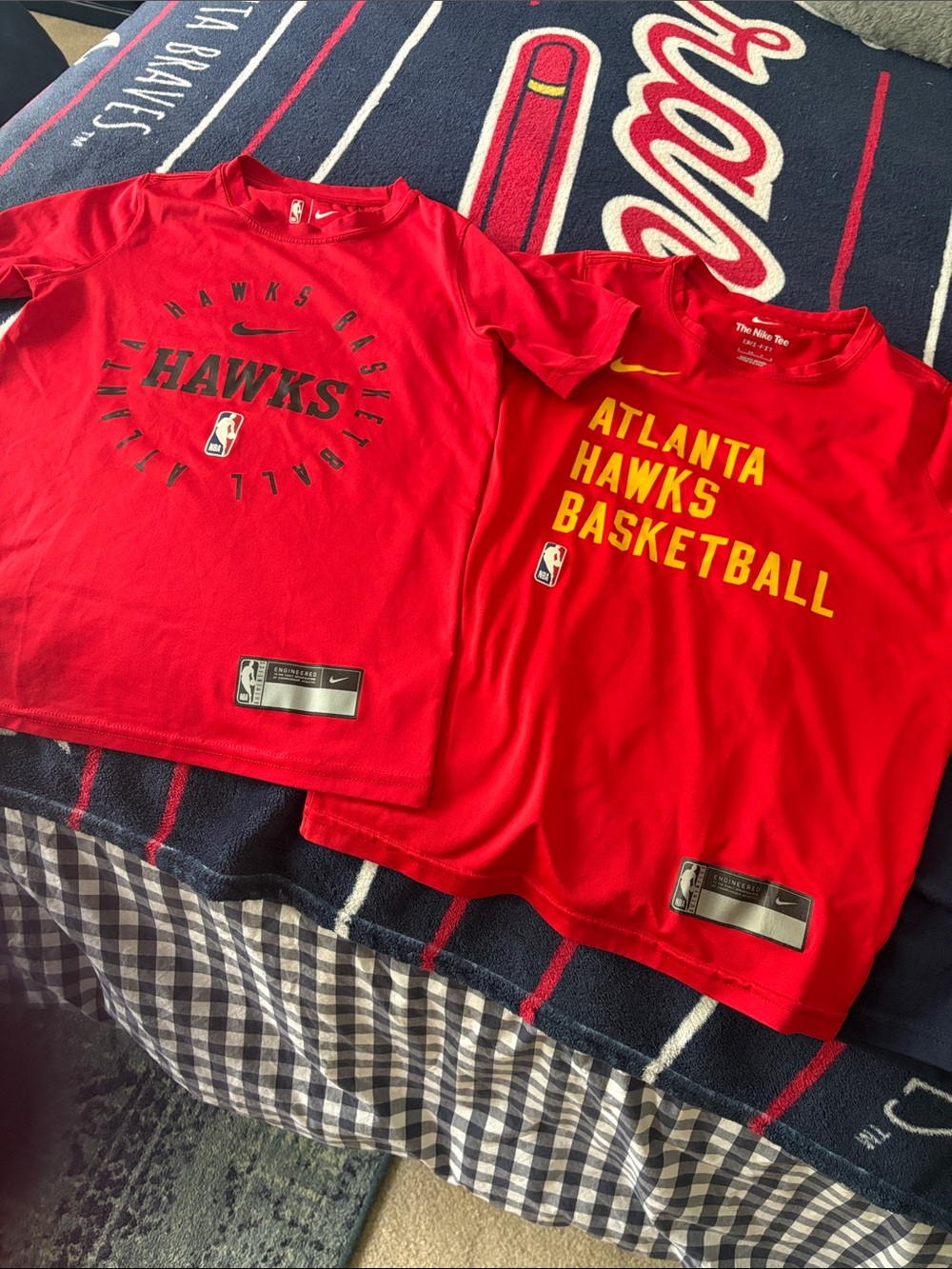 Two VGUC Nike Atlanta Hawks Red Basketball Tees!
